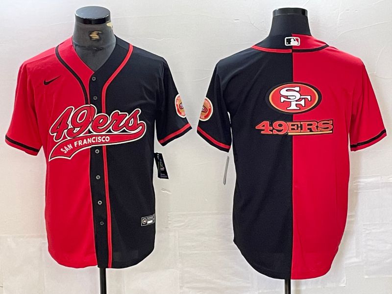 Men San Francisco 49ers Blank Black and red semi-joint name 2024 Nike Limited NFL Jersey style 2